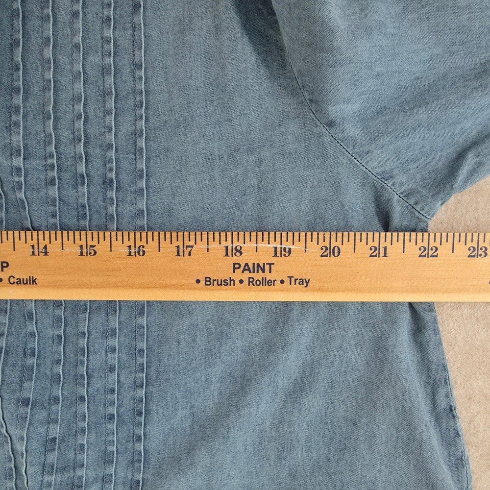 Natural Life Long Sleeve Chambray Cropped Top Sz S Pintuck Boxy Oversized Boho - Picture 9 of 10